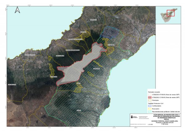 El incendio sigue activo y fuera de control, con una superficie de 3.273 hectáreas y un perímetro de 40 kilómetros