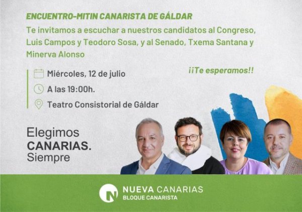 Gáldar acoge este miércoles el acto central de NC en el norte para las elecciones