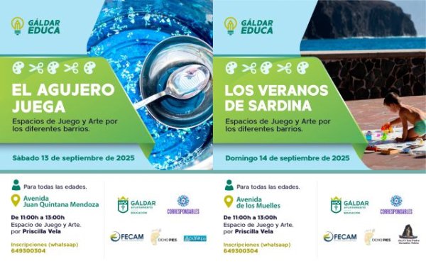 El Agujero y Sardina acogen este fin de semana nuevas ediciones de ‘Barrios Vivos’, el espacio de juego y arte de Gáldar Educa