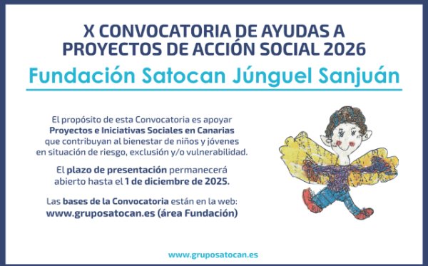 La Fundaci&oacute;n Satocan J&uacute;nguel Sanju&aacute;n Lanza su X Convocatoria de Ayudas para Proyectos de Infancia y Juventud Vulnerable