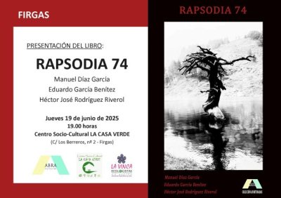 El libro “ RAPSODIA 74 ” se presenta en La Casa Verde de Firgas el jueves 19 de junio