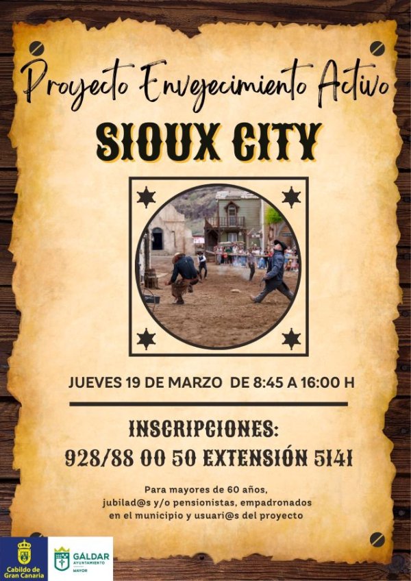 G&aacute;ldar: El proyecto Envejecimiento Activo organiza una visita al poblado del Oeste americano Sioux City Park