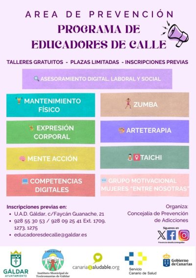 Gáldar ofrece talleres gratuitos para promover la salud integral y la prevención de adicciones