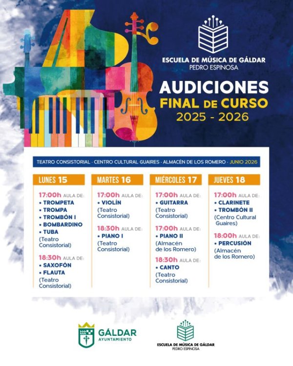 La Escuela Municipal de M&uacute;sica de G&aacute;ldar cierra el curso con nueve audiciones esta semana