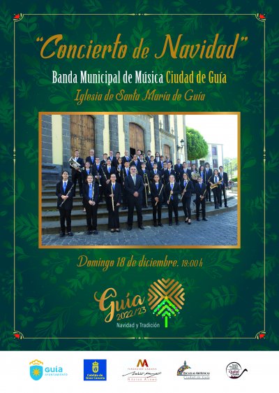 La Banda Municipal de M&uacute;sica Ciudad de Gu&iacute;a ofrece este domingo su tradicional Concierto de Navidad