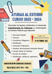 Abierto el plazo de convocatoria de becas de Valleseco 2023/2024