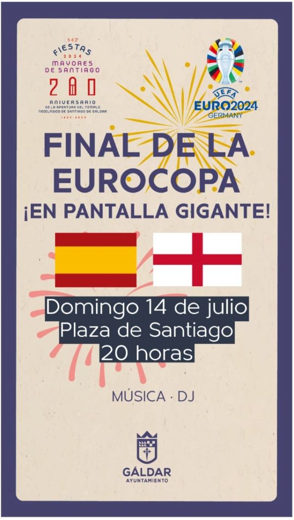 Gáldar: La final de la Eurocopa entre España e Inglaterra se podrá ver en la Plaza de Santiago