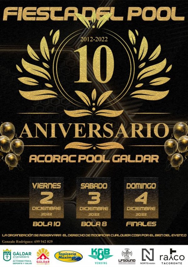 Gáldar: El Club Acorac Pool Gáldar cumple 10 años y lo celebra organizando un Torneo
