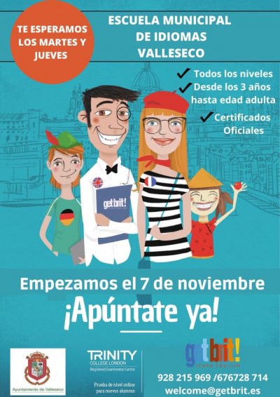 La Escuela de idiomas de Valleseco comienza a principios el pr&oacute;ximo 7 de noviembre