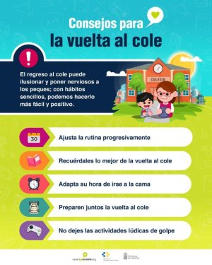Sanidad recuerda las recomendaciones básicas para una adecuada vuelta al cole