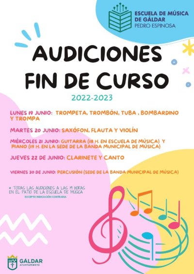 G&aacute;ldar: La Escuela Municipal de M&uacute;sica finaliza el curso escolar con la celebraci&oacute;n de las audiciones de aula