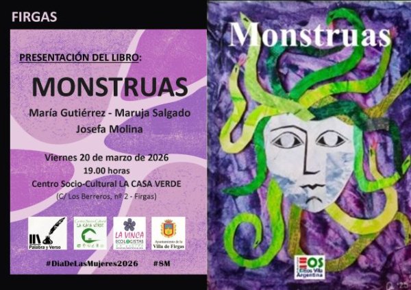Villa de Firgas: El libro &ldquo;MONSTRUAS&rdquo;, se presenta en La Casa Verde el viernes 20 de marzo