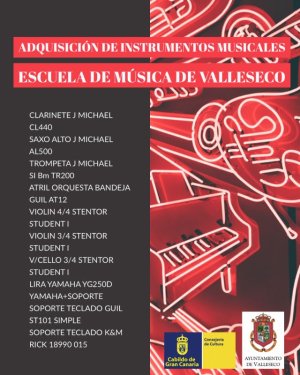 Valleseco incorpora nuevos instrumentos musicales para la Escuela de Música