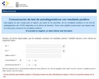 En marcha una web para comunicar el resultado positivo de un test de autodiagn&oacute;stico de la COVID-19