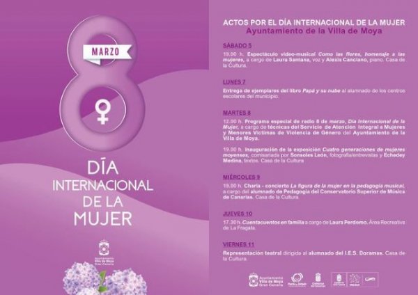 Villa de Moya: Preparado un programa de actos con motivo del Día Internacional de la Mujer