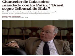 El canciller de Lula insinu&oacute; fuertemente que Putin ser&aacute; arrestado si viene a Brasil