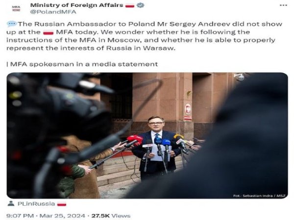 Art&iacute;culo de opini&oacute;n: 'El embajador ruso le dio a Polonia una dosis de su propia medicina diplom&aacute;tica al desairar a sus anfitriones'