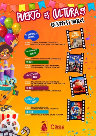 Puerto del Rosario: Cultura en Pueblos y Barrios con diferentes actividades infantiles y varias proyecciones de pel&iacute;culas