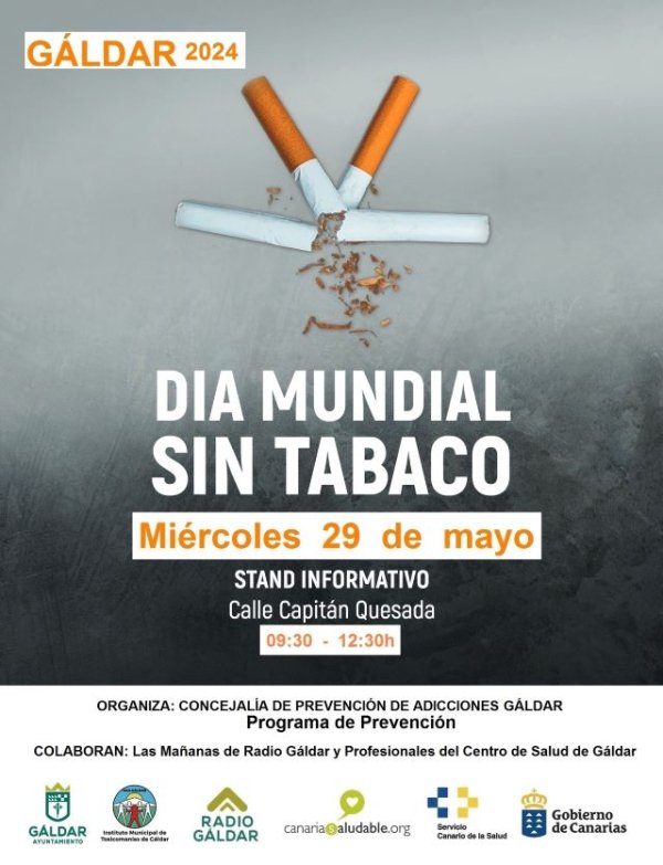 Gáldar conmemora con un stand informativo en la calle Capitán Quesada el Día Mundial sin Tabaco