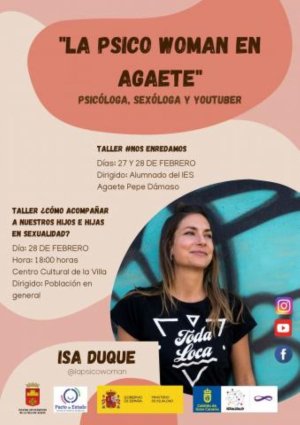 Agaete: La psicóloga, sexóloga y youtuber, &#039;Psico Woman’, celebrará dos talleres gratis