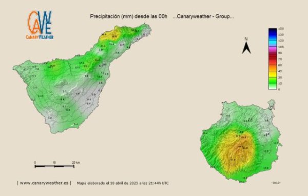 La borrasca ‘Olivier’ dejó abundante lluvia en la zona sur y noroeste de la isla con pequeñas incidencias en algunas vías