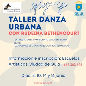 Las Escuelas Art&iacute;sticas Ciudad de Gu&iacute;a ofrecen un taller de Danza Urbana a cargo de la core&oacute;grafa Rudeina Bethencourt
