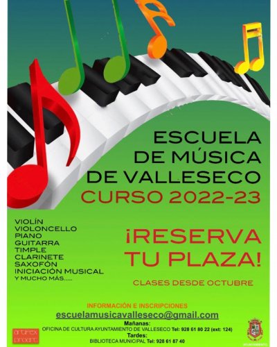 Abierta la matr&iacute;cula de la Escuela de M&uacute;sica de Valleseco