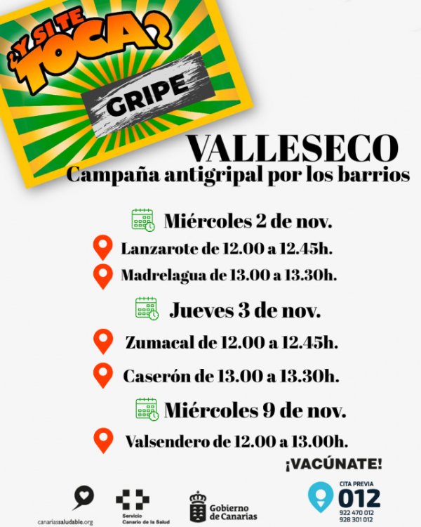 El municipio de Valleseco pionero en Canarias en llevar la campaña contra la gripe por los barrios