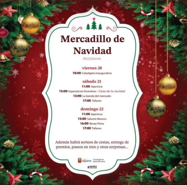 ¡Este fin de semana ven a disfrutar del Mercadillo de Navidad en Agaete! 