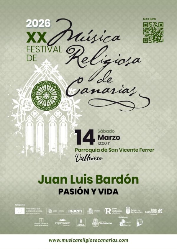 Valleseco y Las Palmas, escenarios de los conciertos del organista Juan Luis Bard&oacute;n en el XX Festival de M&uacute;sica Religiosa de Canarias