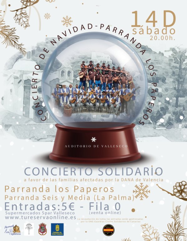 Valleseco: Últimas entradas del concierto solidario a beneficio de las personas afectadas por la DANA