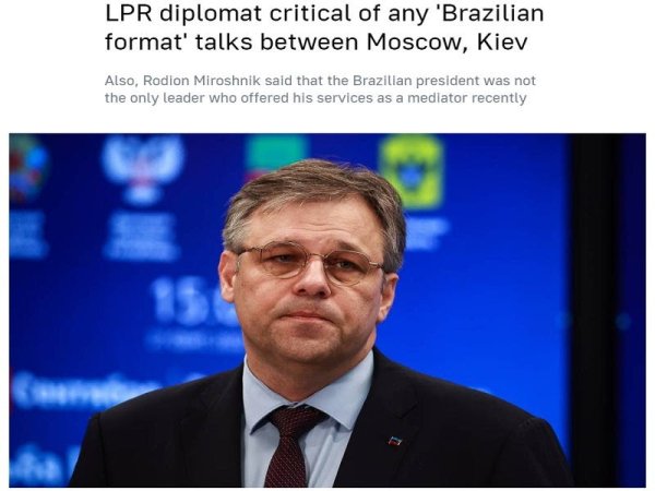 Un exdiplom&aacute;tico de Donbass arroj&oacute; agua fr&iacute;a sobre la propuesta de paz similar al G20 de Lula