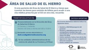 El Área de Salud de El Hierro actualiza los canales para tramitar los bonos de traslado de pacientes