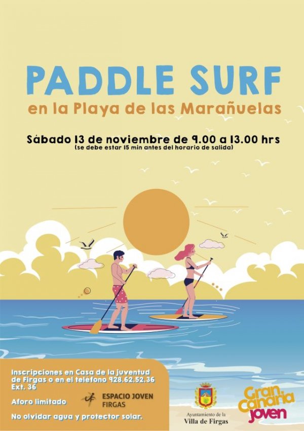 Firgas: “Paddle Surf” el próximo día 13 de noviembre, en la playa de las Marañuelas