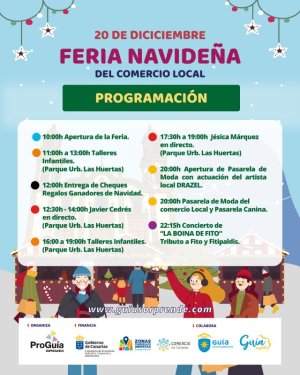 La Feria Navide&ntilde;a de Comercio Local de este s&aacute;bado en Gu&iacute;a tendr&aacute; como broche final el concierto de &lsquo;La Boina de Fito&rsquo; en el Parque de las Huertas