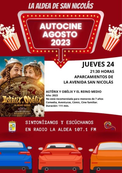 La Aldea de San Nicol&aacute;s despide el autocine de verano con la proyecci&oacute;n de &ldquo;Ast&eacute;rix y Ob&eacute;lix y el reino medio&rdquo;