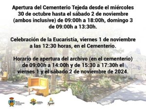 Tejeda: Apertura del Cementerio Parroquial Ntra. Sra. del Socorro para la festividad de Todos los Santos y Fieles Difuntos 2024