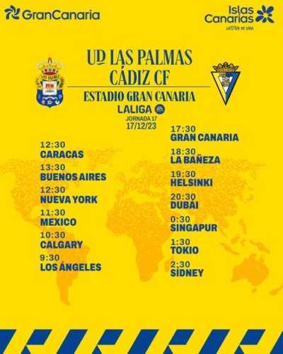 Radio Faro del Noroeste retransmite hoy domingo, 17-12-23, a las 17.30 horas - UD Las Palmas - C&aacute;diz CF