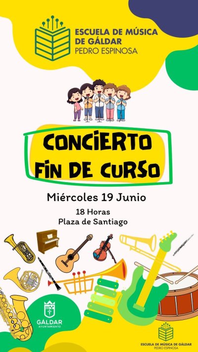 La Escuela Municipal de G&aacute;ldar celebra el concierto final de curso en la Plaza de Santiago
