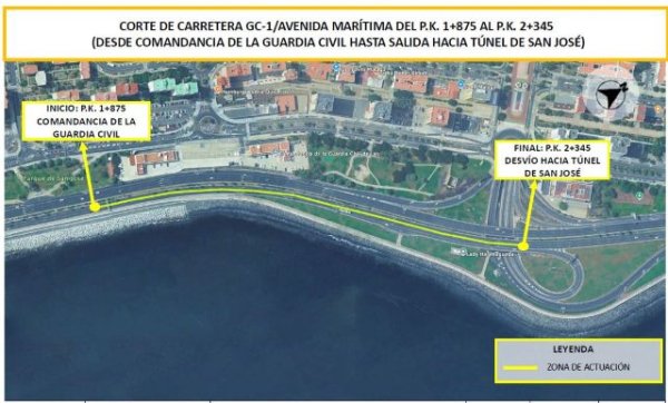 El Cabildo renueva el asfalto de la salida sur de la capital grancanaria y el acceso a los túneles de San José, en la GC-1