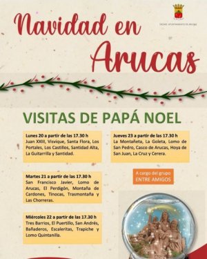 Arucas: Desde hoy, lunes, y hasta el jueves 23 Papá Noel visita los distritos de nuestro municipio