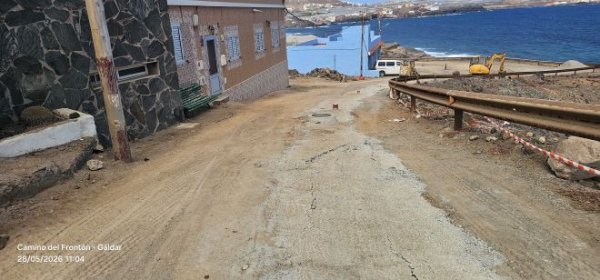 Las obras del Camino al Front&oacute;n de G&aacute;ldar llevan m&aacute;s de dos meses paralizadas a la espera del proyecto modificado