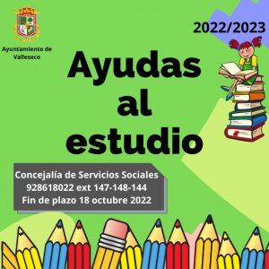 Abierto el plazo de convocatoria de becas de Valleseco 2022/2023