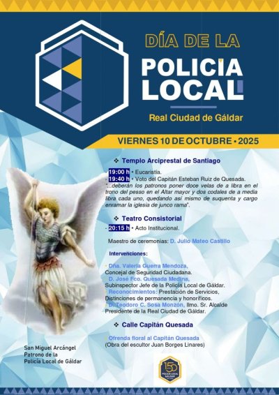 Gáldar celebra este viernes el Día de la Policía Local con el acto institucional y la ofrenda floral al Capitán Quesada