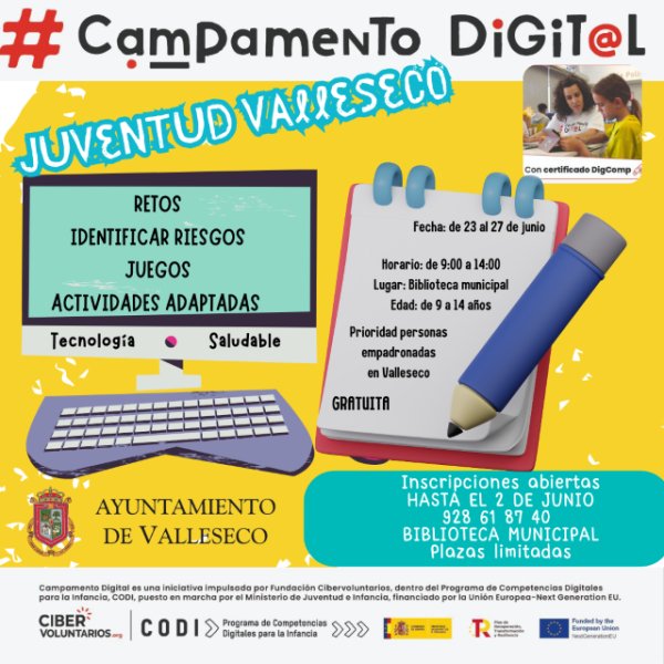 Este lunes comienza en Valleseco el CiberCampamento de Verano con todas las plazas cubiertas