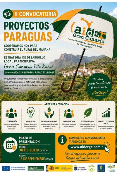 El Ayuntamiento de Gu&iacute;a informa de la II Convocatoria de Proyectos Paraguas de AIDER Gran Canaria