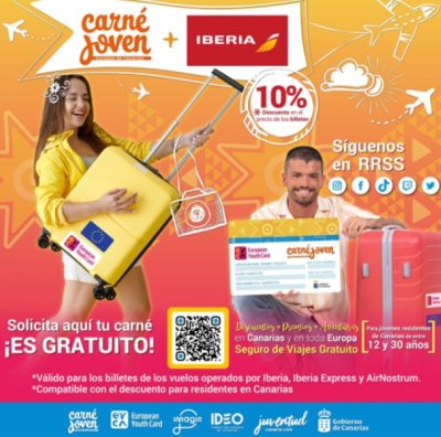 Juventud e Iberia colaboran para ofrecer descuentos a la juventud canaria en sus desplazamientos