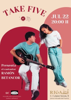 Con sus temas y acordes, el cantautor Ramón Betancor da paso a Take Five en el concierto de este sábado, 22 de junio