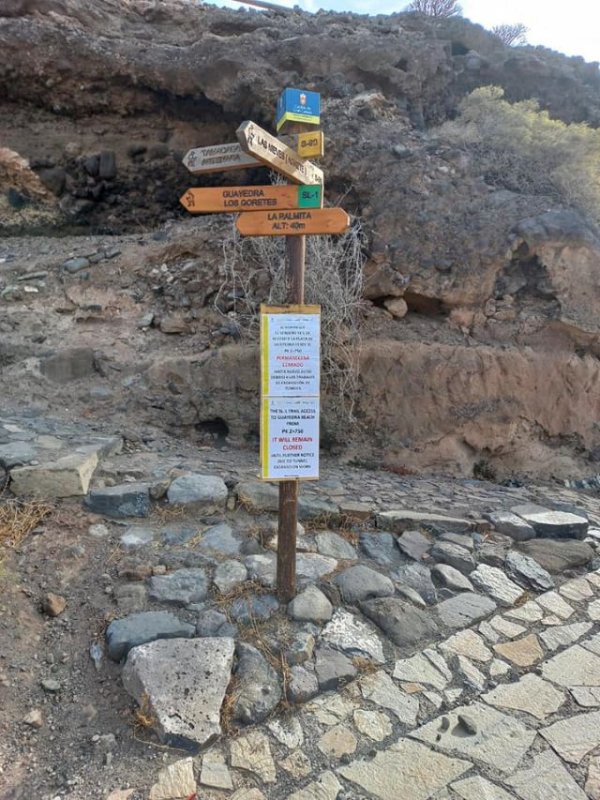 Agaete: Se procede al cierre del sendero desde la GC-200 por la excavación del túnel 10