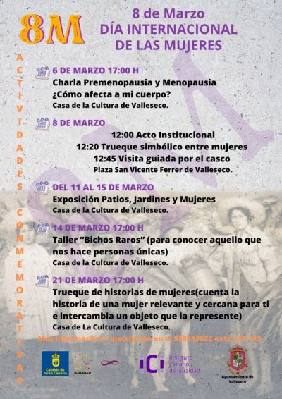Valleseco celebra el 8 de Marzo, D&iacute;a Internacional de las Mujeres, con un completo programa de actividades